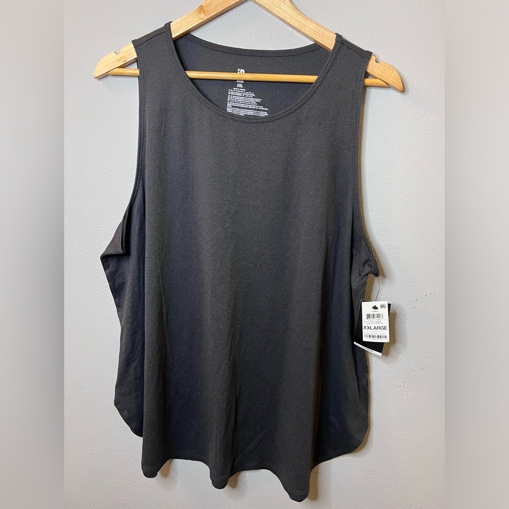 ID Ideology Women's Sz XXL Essential Curve Hem Tank Top Charcoal